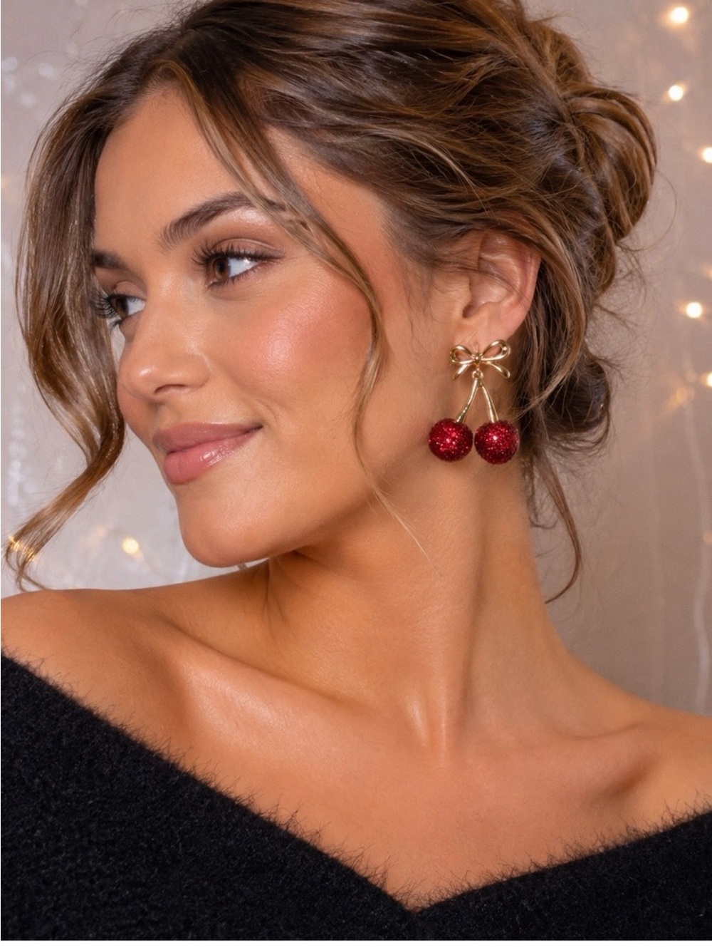 NEW Piper K cherry earrings featuring sparkling red glass-stone cherries 🍒🍒